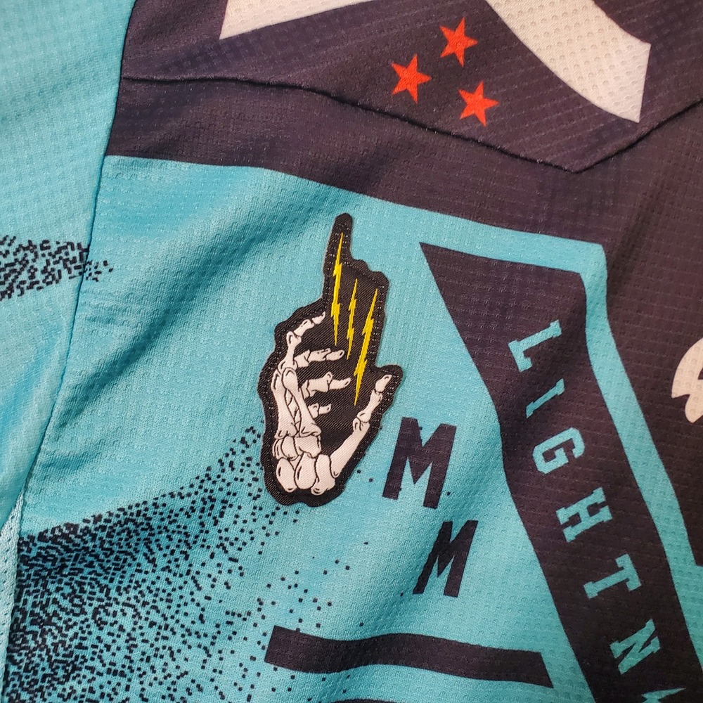 Fox Racing 180 Vicious Motocross Jersey Mens Large Blue Red Graphic Long Sleeve - Picture 9 of 10